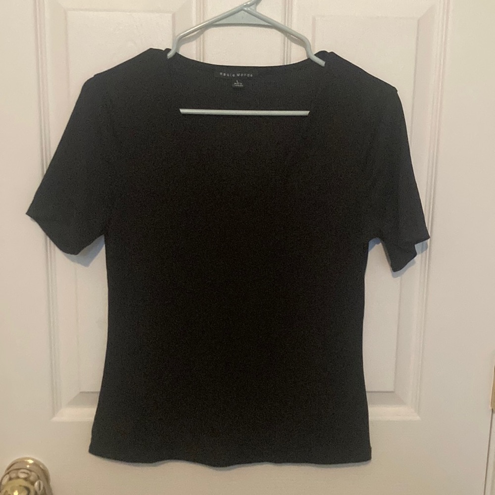 Classic black V neck